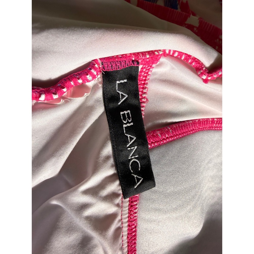 La Blanca Womens Pink Blue Medium Geometric One Piece Swimsuit Adjustable Straps - Picture 7 of 8
